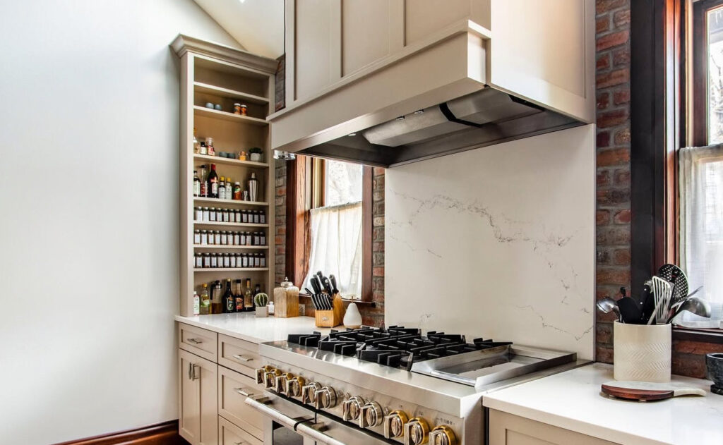 kitchen with white marble