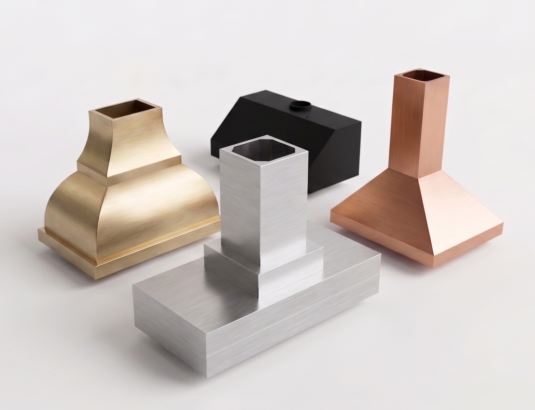 Custom range hood finish options for Build-A-Hood.